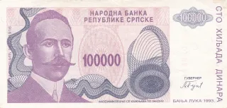 Bosnia and Herzegovina 100.000 Dinara, 1993 image